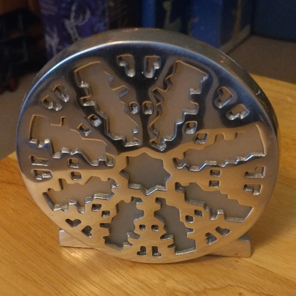 Pier 1 Candle Holder, Votive Southwestern, Silverplate
